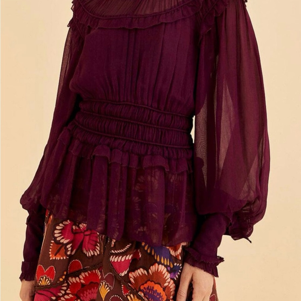 FARM Rio Purple Ruffled Blouse - Picture 2 of 8